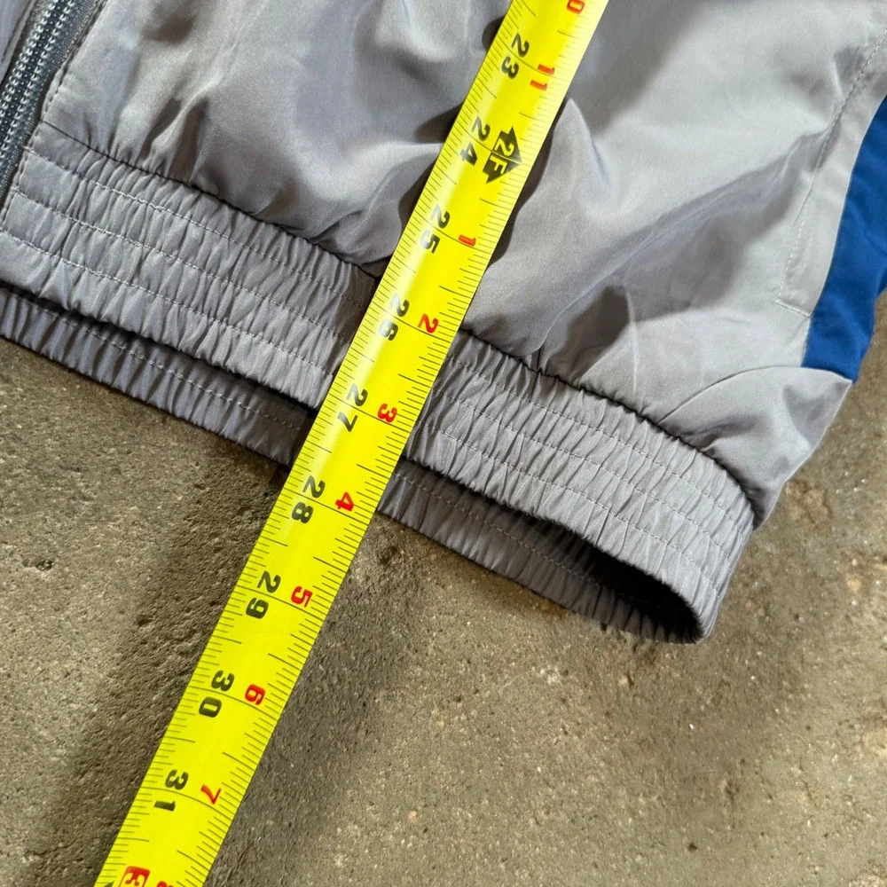 Adidas Track Jacket Mens Small Gray Blue Climalite Full Zip 3 Stripe RN 88387